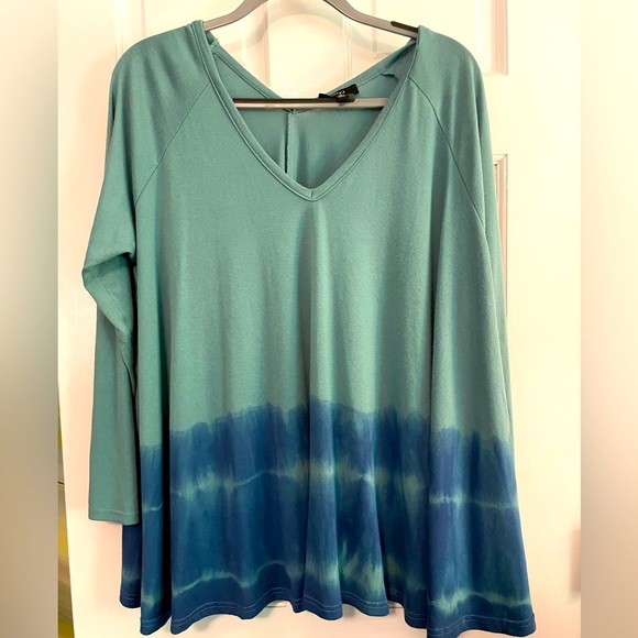 Very J Tops - veryJ tie-dye blouse. The colors are beautiful &the flowing design camouflages